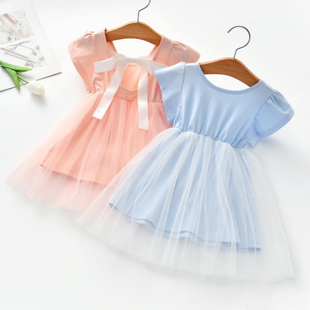 Pink Tulle Bell Sleeve A-Line Dress - Toddler Girl, Kid Girl